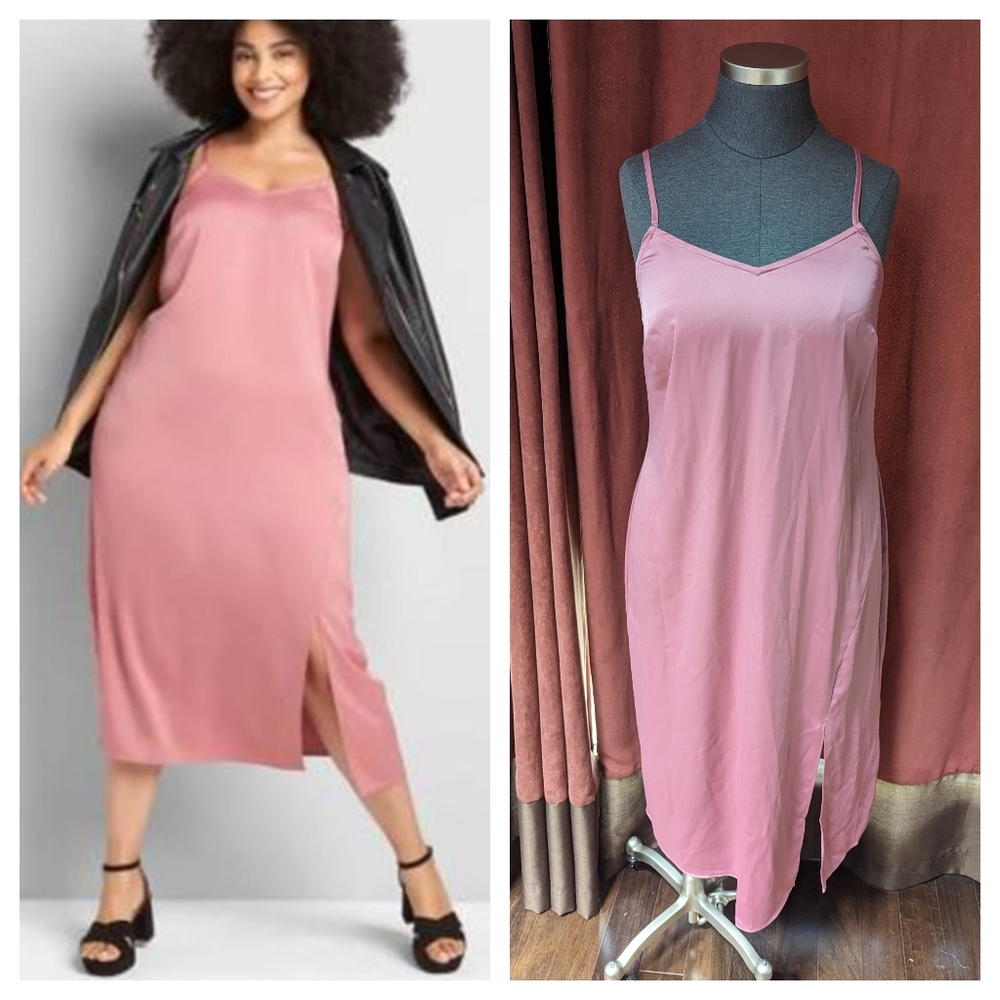 Lane Bryant Dusty Rose Slip Midi Dress
